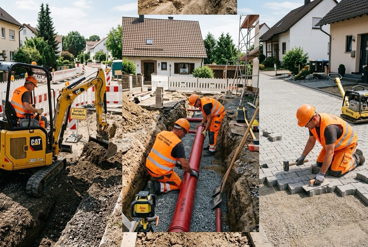 Erdkraft Nord Fachkräfte bei Erdarbeiten für Wärmepumpe